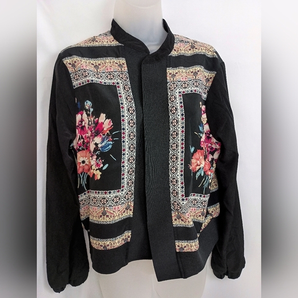 BCX Floral Western Patchwork Bomber Jacket (#368) - Picture 1 of 8